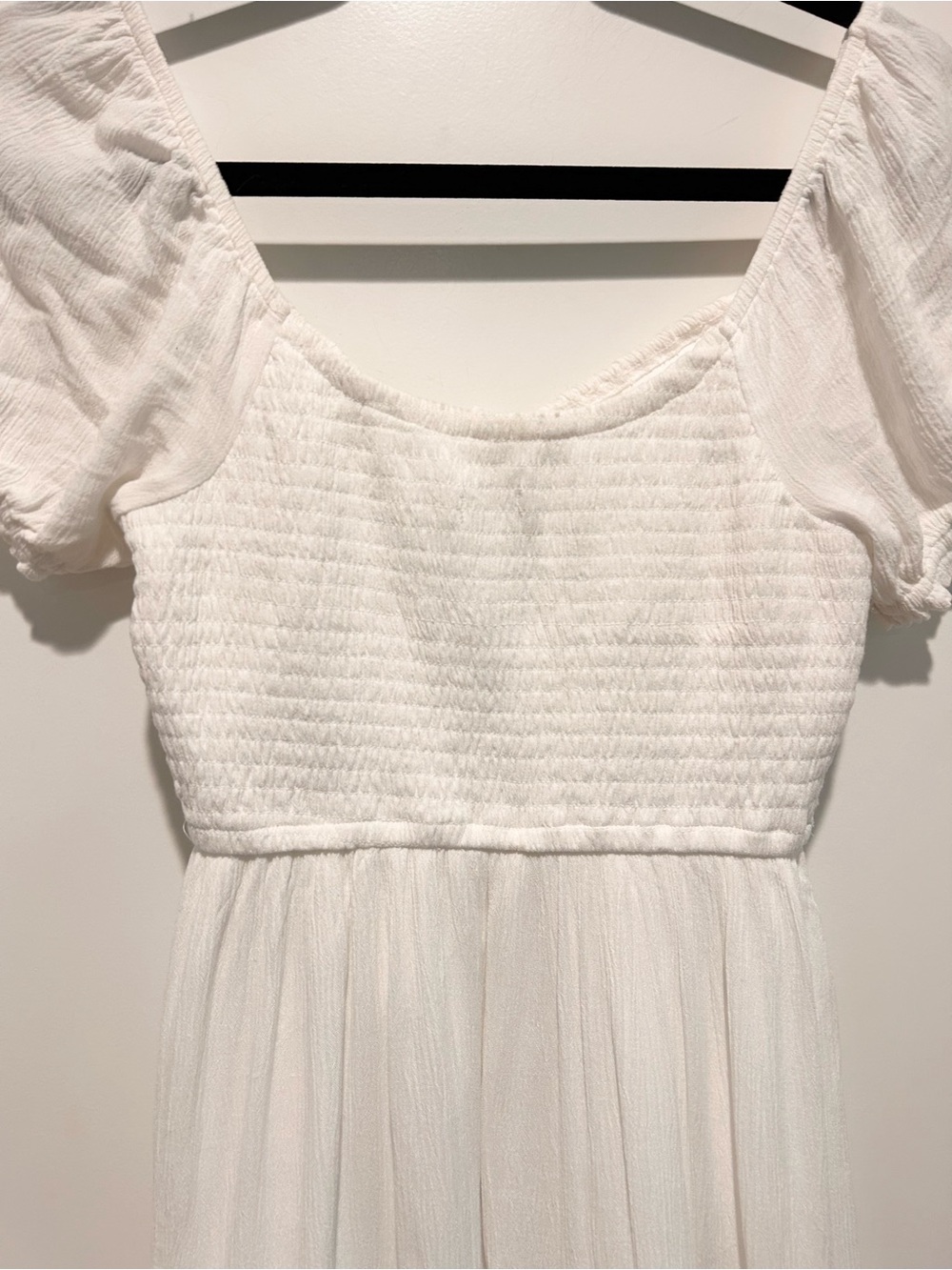 Hollister White Babydoll Mini Dress Cottagecore Puff Sleeve Small - Picture 8 of 8